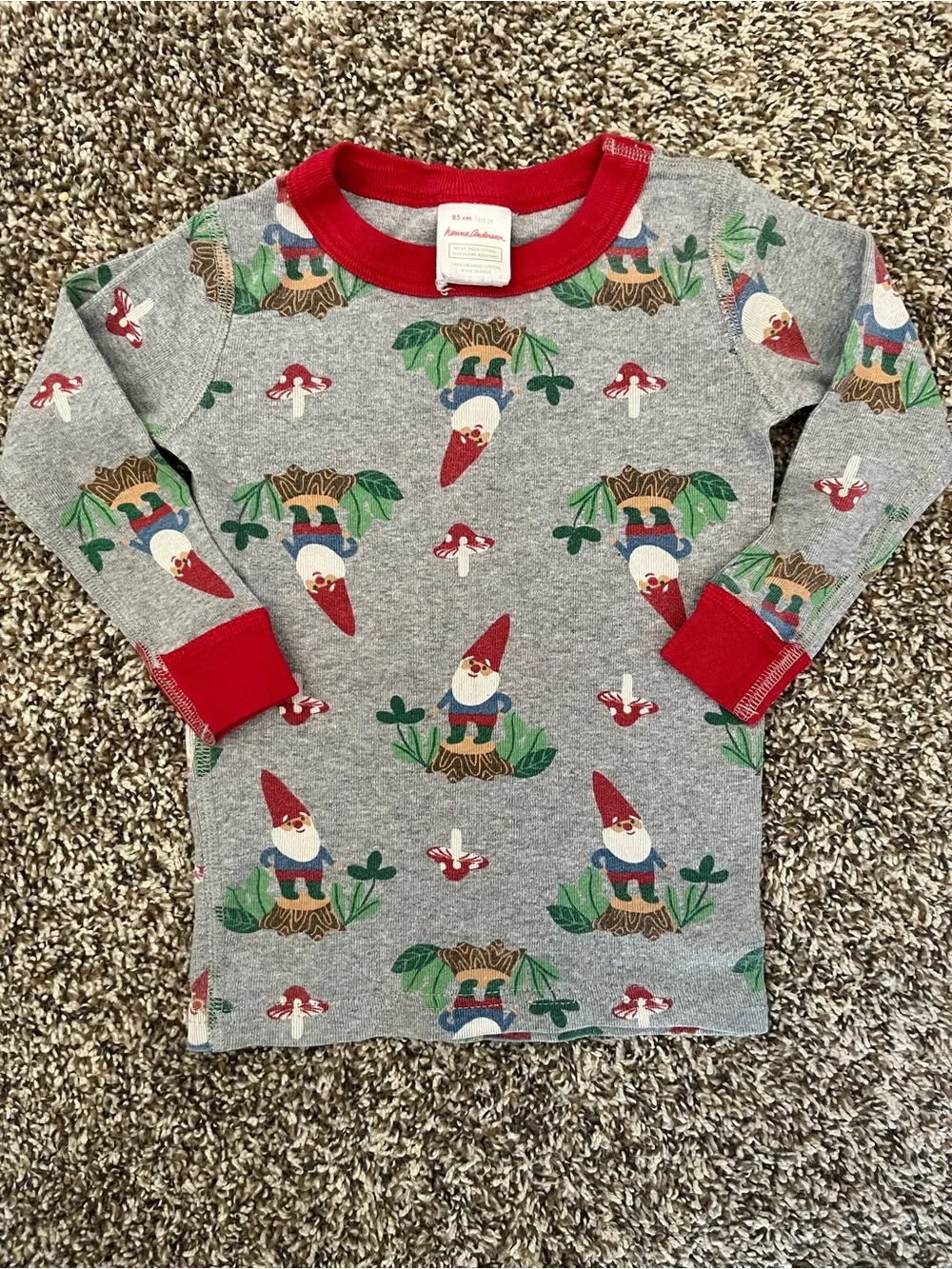 Hanna Andersson Gnome Mushroom Pajama Top Size 2T/85cm
